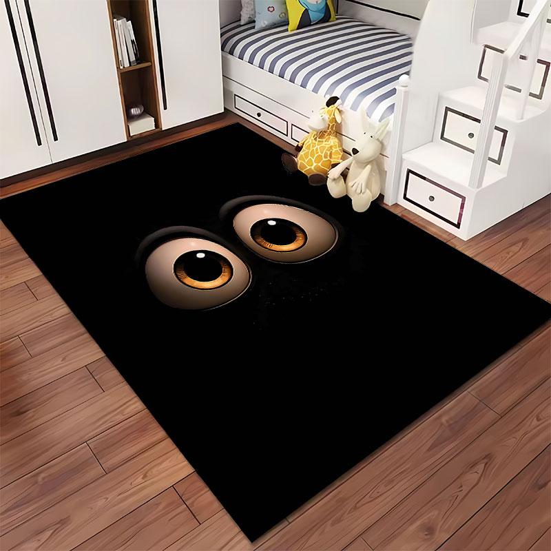 Glowing Eyes on Black Carpet suitable as a non-slip mat for the living room or bedroom sofa