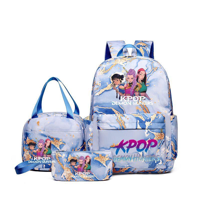Neuer K-Pop Hexenjäger Aufdruck Schüler Schultasche Rucksack Umhänge Federmäppchen Dreiteiliges Set