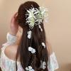 Sweet Flower Tassel Hair Claw Elegant Bridal Headwear Flower Hair Shark Clip  Hair Accessories