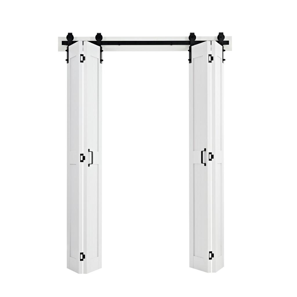 Bifold Barn Door, 1219 x 2134 mm, MDF Bi-Fold Sliding Closet Doors, Hardware Kit Included, H-Frame Space-Saving Design, Pre-Assembled Panels for