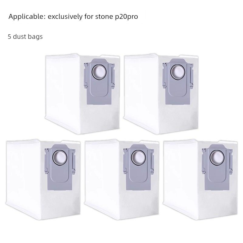 

Accessories for Stone P20 Pro/Utlra/Plus Robot Vacuum Cleaner: Side Brush, Mop Cloth, Dust Bag, Cleaning Fluid [P20 Full Series] 5 Dust Collection Bags