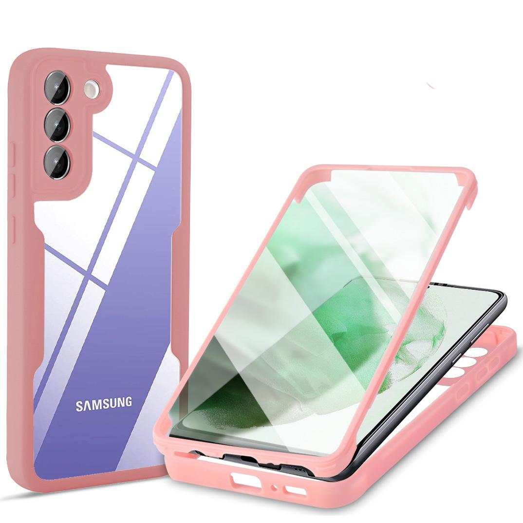 

360 Full Body для Samsung Galaxy S21 S21FE S22 Plus Ultra 5G Вбудований захисний захисний екран Пилонепроникний ударостійкий захист від подряпин Тонкий захисний чохол з бампером Samsung S21 Plus рожевий