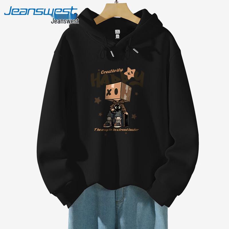 

Jeanswest New 2025 Unisex Heavyweight Cotton Hooded Sweatshirt with Cat Print 2XL