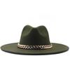 .Cm European and American autumn and winter women's woolen hat, British style chain jazz hat, crimped hat