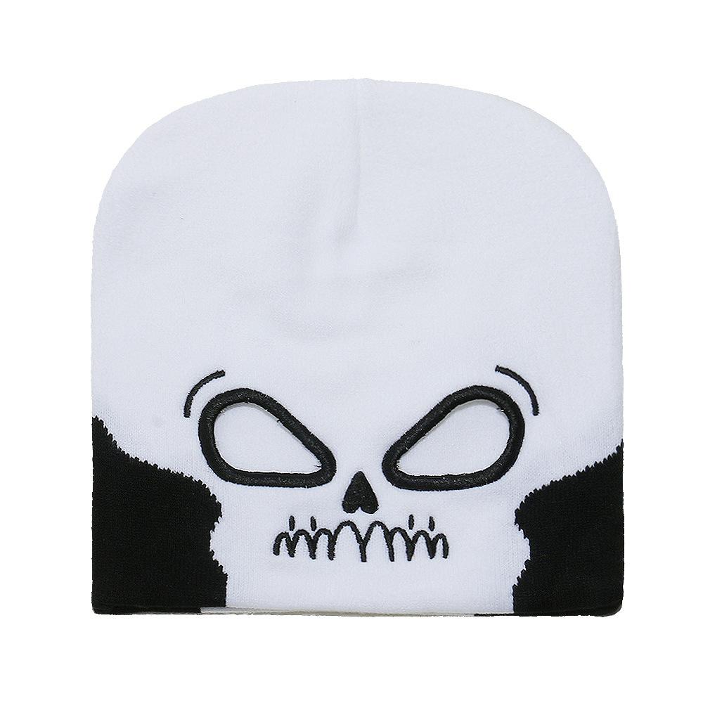 Halloween personality funny exposed wool hat warm letter pullover hat hip hop trend cartoon animation knitted hat
