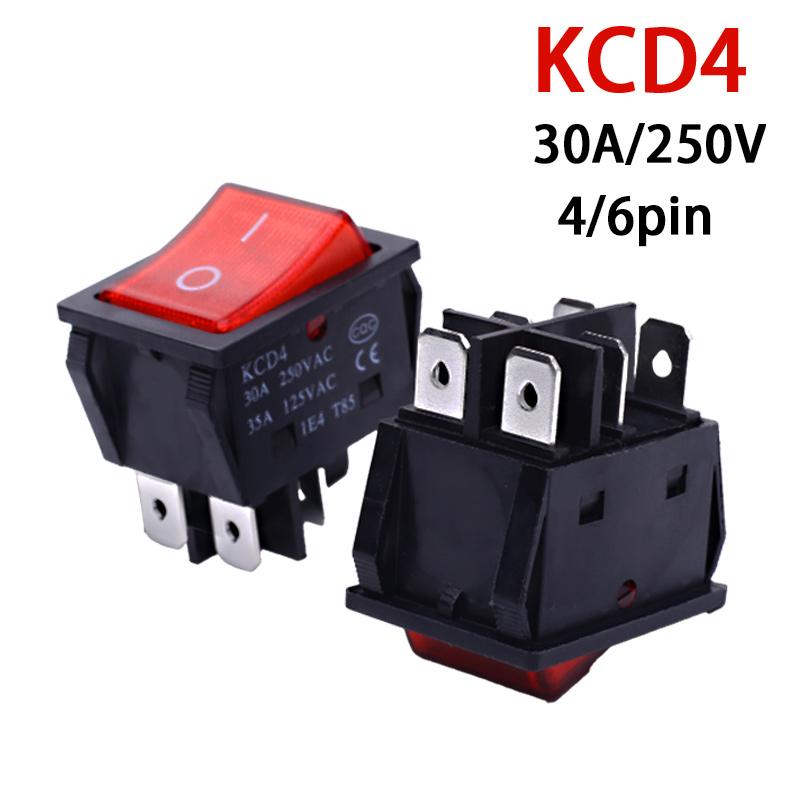 1 PCS,30/35A 250V AC High Current,ON/OFF KCD4 Special for Welding Machinered Copper Rocker Power Switch 4/6Pin Button Switches Switches4