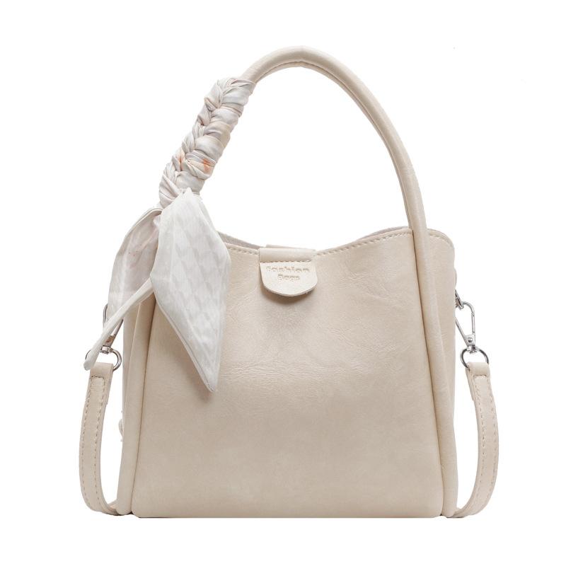 Silk scarf versatile handbag new bucket bag messenger bag women's texture commuting shoulder bag