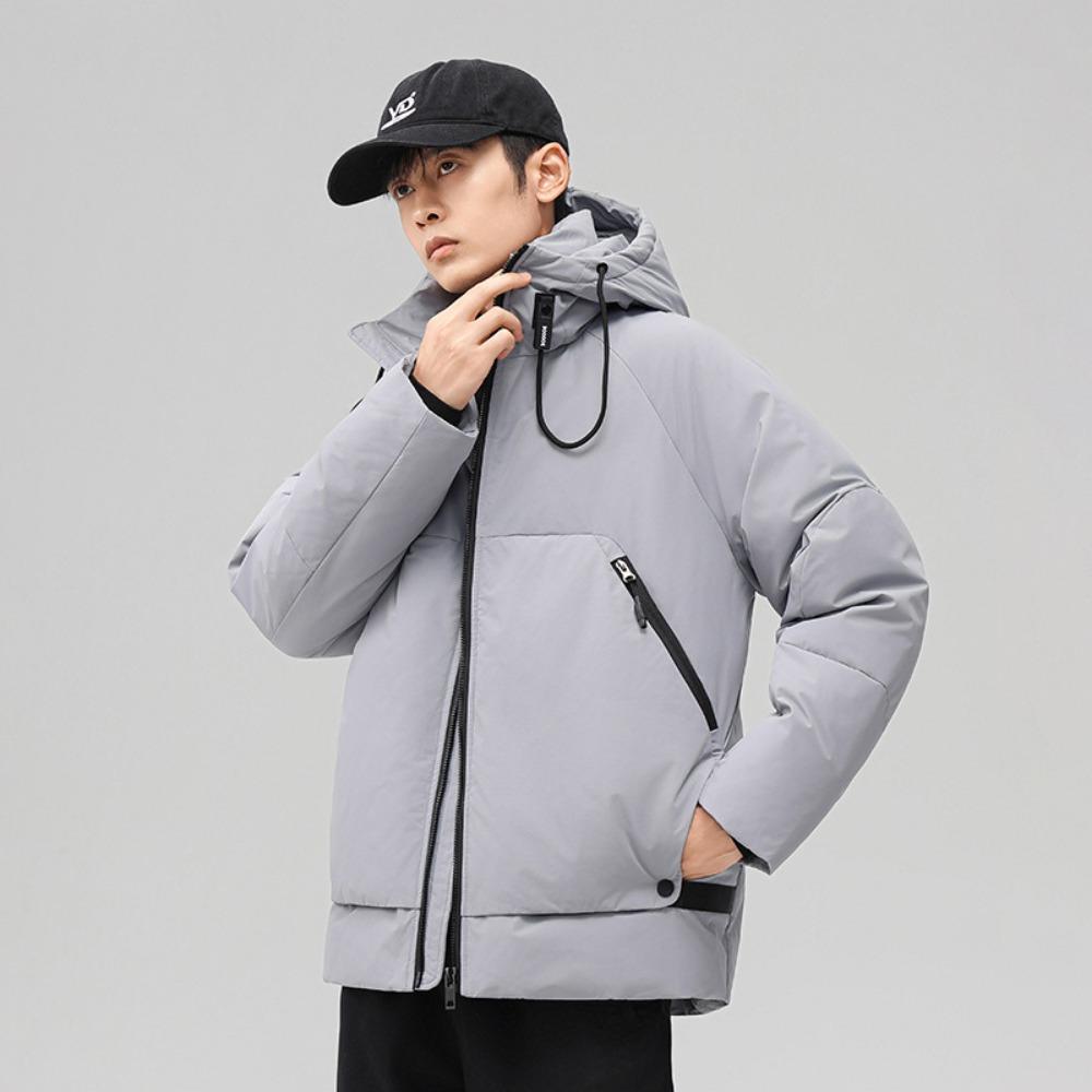 Down jacket men's new winter thickened warm white duck down trendy brand youth loose hooded bread jacket men's coat