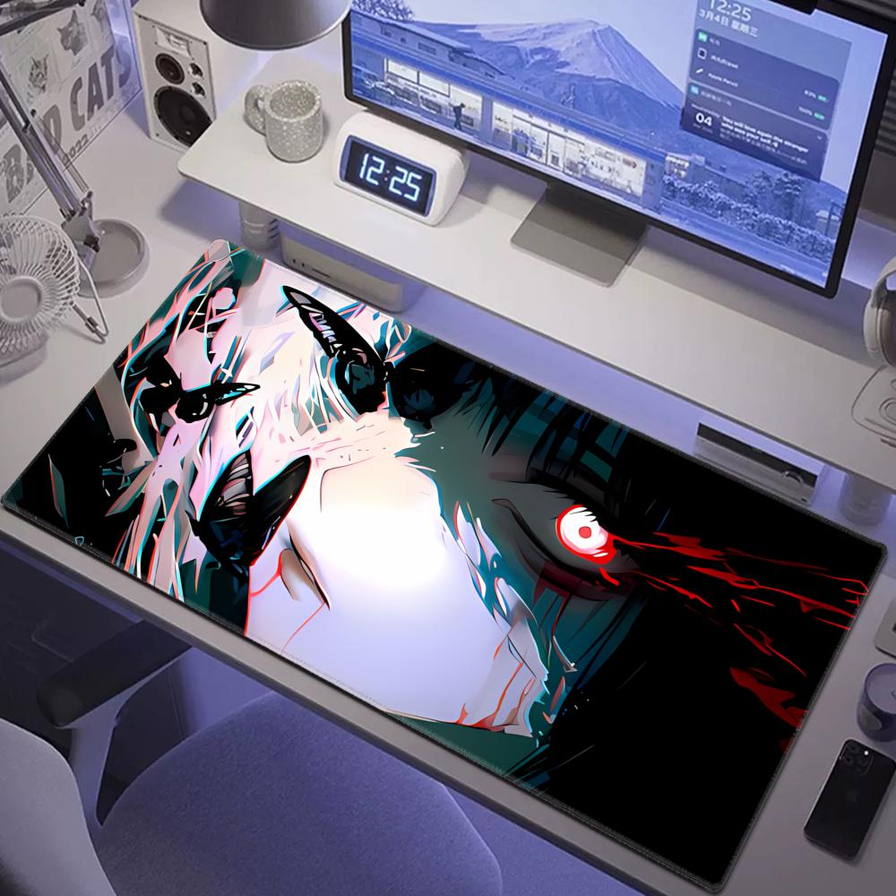 Gaming Mouse Pad Large Desk Mat Antislip Stitched Edges Black And White Anime Girl Print Keyboard Pad For Office Hybxaxc