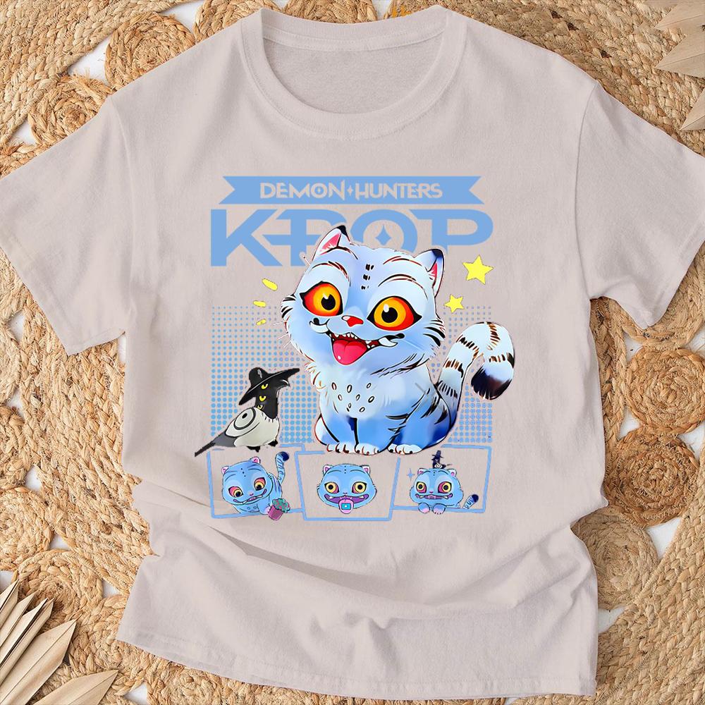 Kpop Demon Hunter HD Tiger Print T-Shirt - 100% Cotton Breathable Summer Tee for Men & Women  Soft Round Neck Casual Top