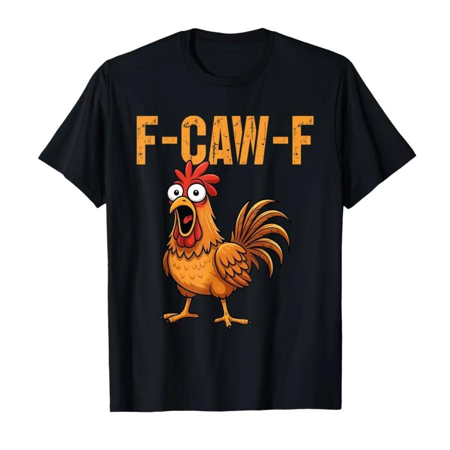 Vintage T Shirt Summer Funny Chicken F-CAW-F What The Heli Poultry Humor Leisure T-Shirts Cotton Tshirt Unisex Breathable Top