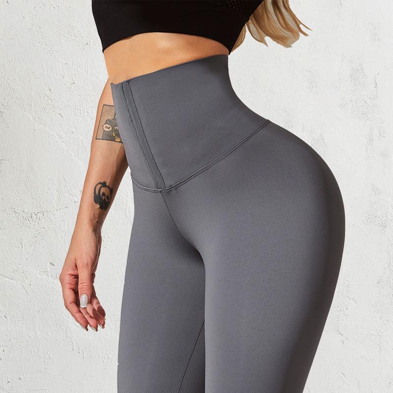Leggings de Yoga Térmicos de Cintura Alta para Mujer con Moldeador de Cintura de Doble Botonadura y Elevación de Glúteos