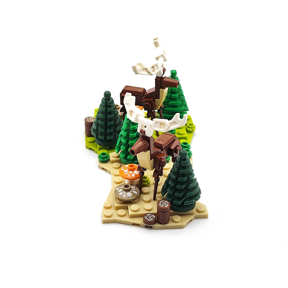Creative MOC elk model building block set DIY assembly forest jungle red deer animal scene  desktop ornaments  Christmas toy