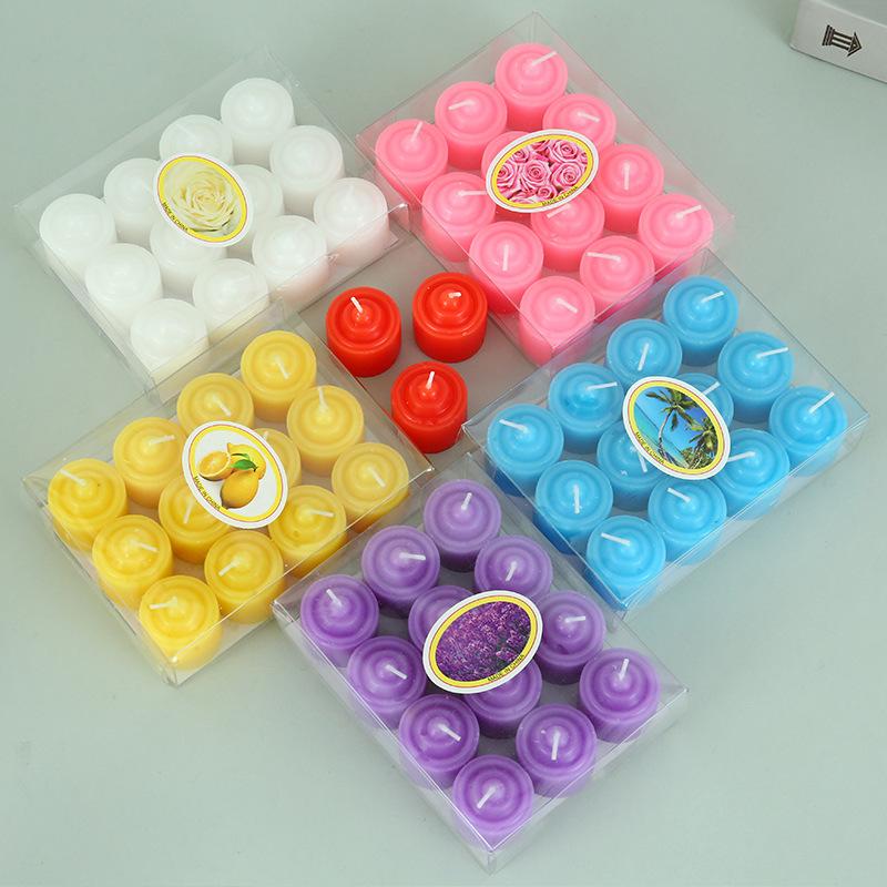 Round Candle Tea Candle Light Dinner Candle Hotel Warm Tea KTV Glass Cup Candle Bar Candle Couple Supplies Candle