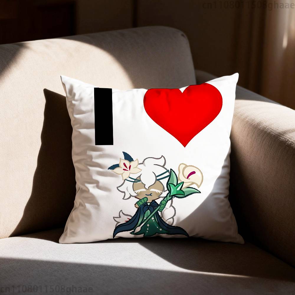 Run Kingdom White lily CCookie Pillow Case Antidustmite Pillowcase Invisible zipper silky short plush Sofa cushion cover
