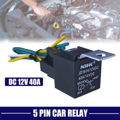 Автомобільні автомобільні реле DC12V 40A 5Pin з тримачем і дротами довжиною 105 мм, герметичний водонепроникний інтегрований провід для автомобільного світлового клаксона
