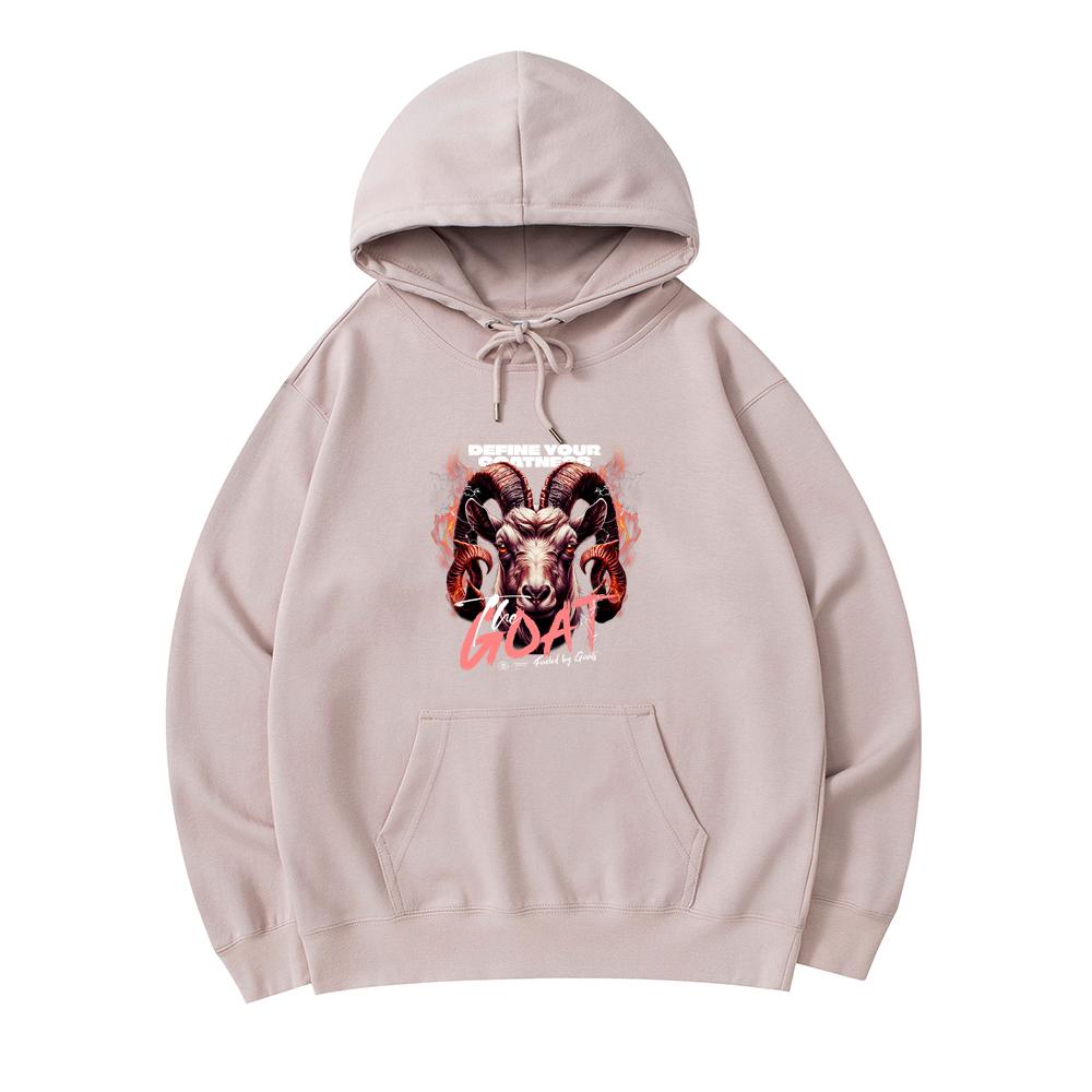 

300 GSM Men s Cotton Hoodies The Goat Print Premium Cotton Sweatshirt XS армия зеленый