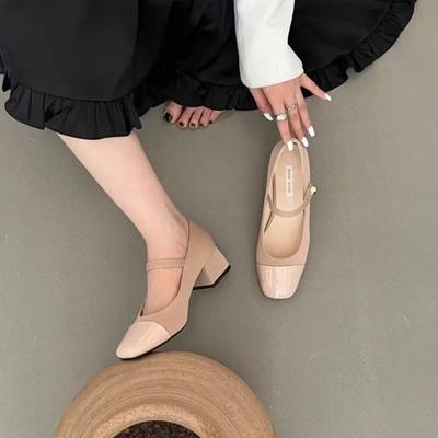 Neue Mary Janes mit eckiger Spitze High Heels Schuhe Sommer Damen Flache Schuhe Neue Designer Kleiderschuhe Elegante Pumps Femme 35-40