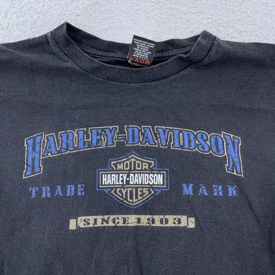 Vintage 90-tal Harley-Davidson T-shirt M/L Svart Manchester New Hampshire Biker USA