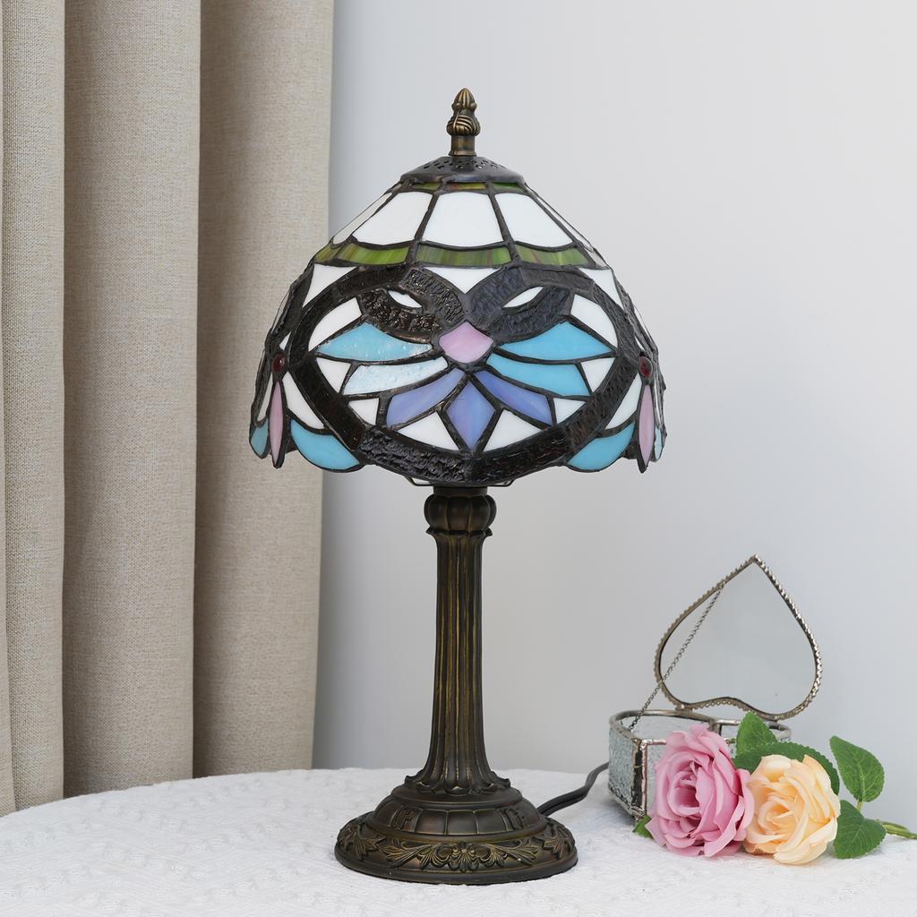 8 Inch Table Lamp baroque Style Stained Glass Lampshades Vintage Desk Lamp Small Bedside Lamp Bedroom Living Room Office Reading