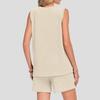 Women Sleeveless Crew Neck Tank Top and Shorts Set with Pocket Relaxed Fit Two Piece Outfits for Daily Wear