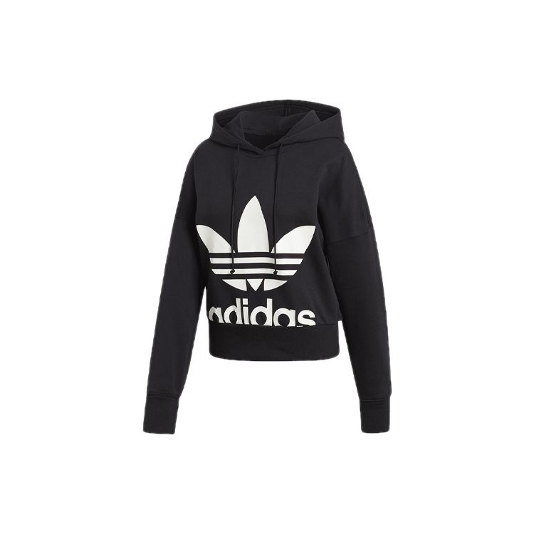 Adidas Оригинальный укороченный худи Повседневный пуловер Американская толстовка Женские худи Черный EC1874 34