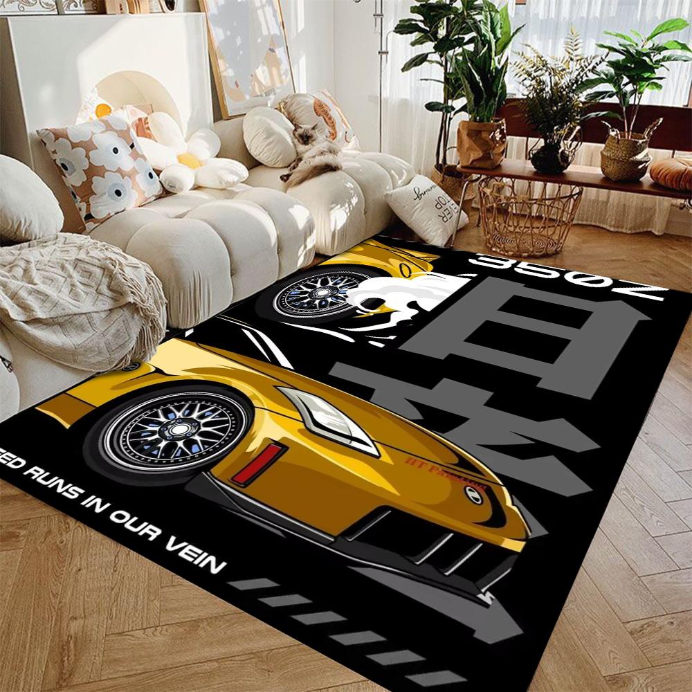 Vintage J-JDM Sports Car Art Carpet Living Room Sofa Decor Rugs Man's Cave Bedroom Rug Game Room Chair Floor Mat Hallway Rug