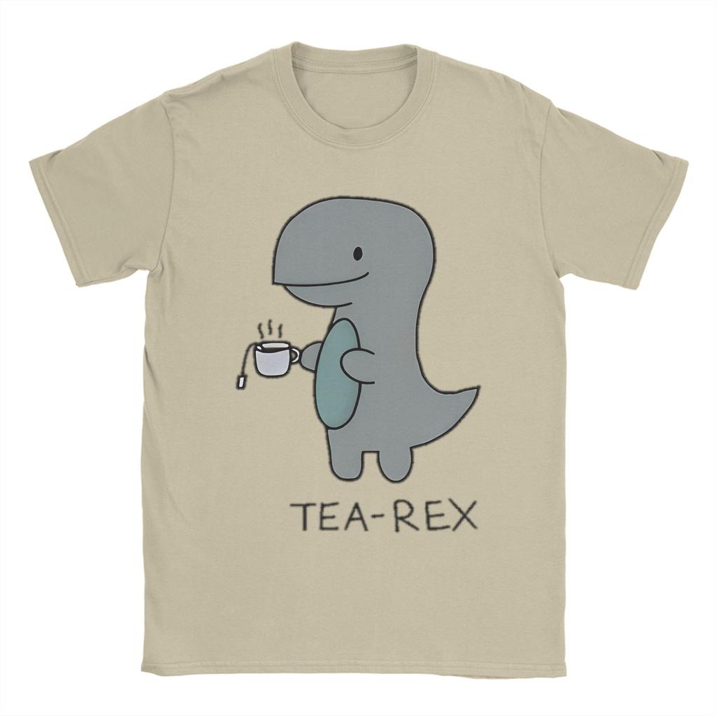Tea-Rex T-Rex Dinosaur Teacup Men's T Shirt Cartoon Cute Funny Tees Short Sleeve Crewneck T-Shirts Cotton Gift Idea Clothing