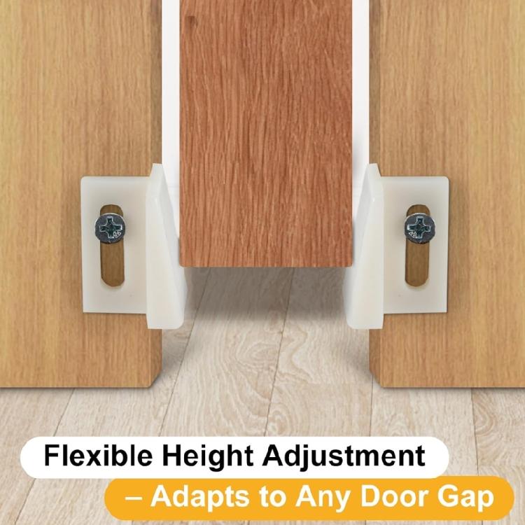 AntiScratch Plastic Pocket Door Bottom Guides Smooth Sliding For Carpeted Floor Jamb Mounted Slotted Hole Design