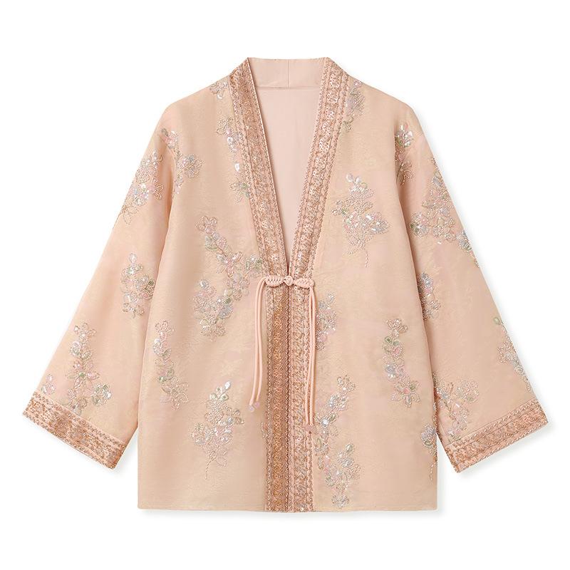 Весна новый китайский тяжелая промышленность вышивка бисером куртка модный новый национальный стиль топ женский P S