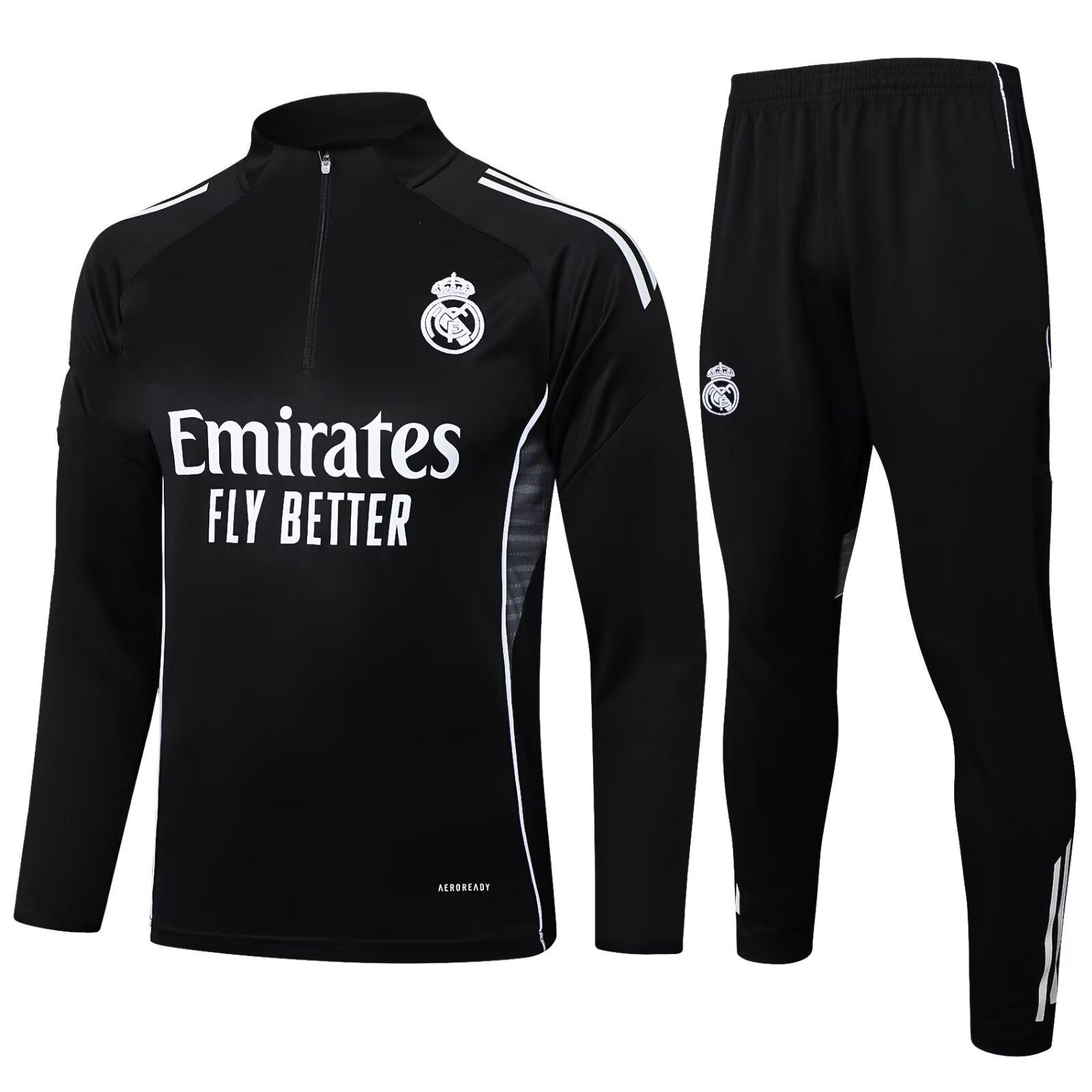 Football Training Jersey Long-Sleeved Real Madrid Jersey Adult Autumn And Winter Team Sportswear Half-Pull Football Jersey Set S