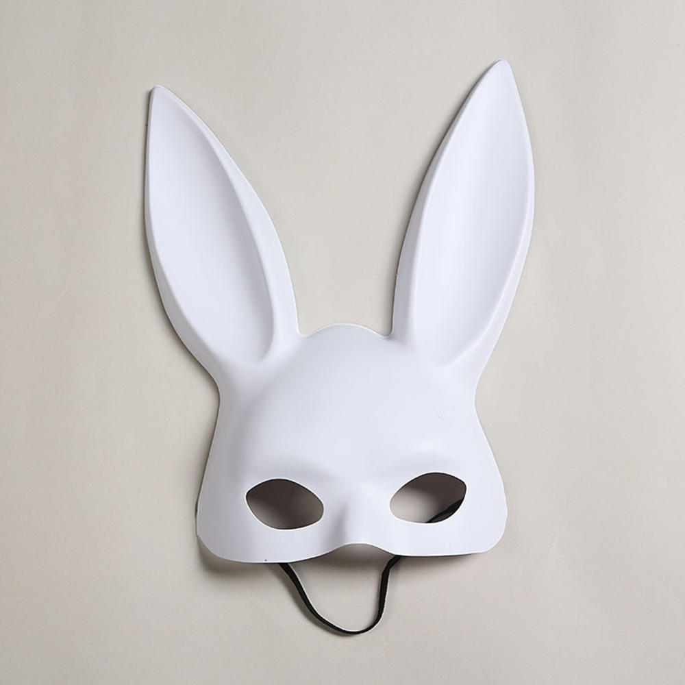 Solid Color Halloween Rabbit Ears Half Mask Bright Matte Bunny Cosplay Party Masquerade Festival Anime Bar Nightclub Accessories
