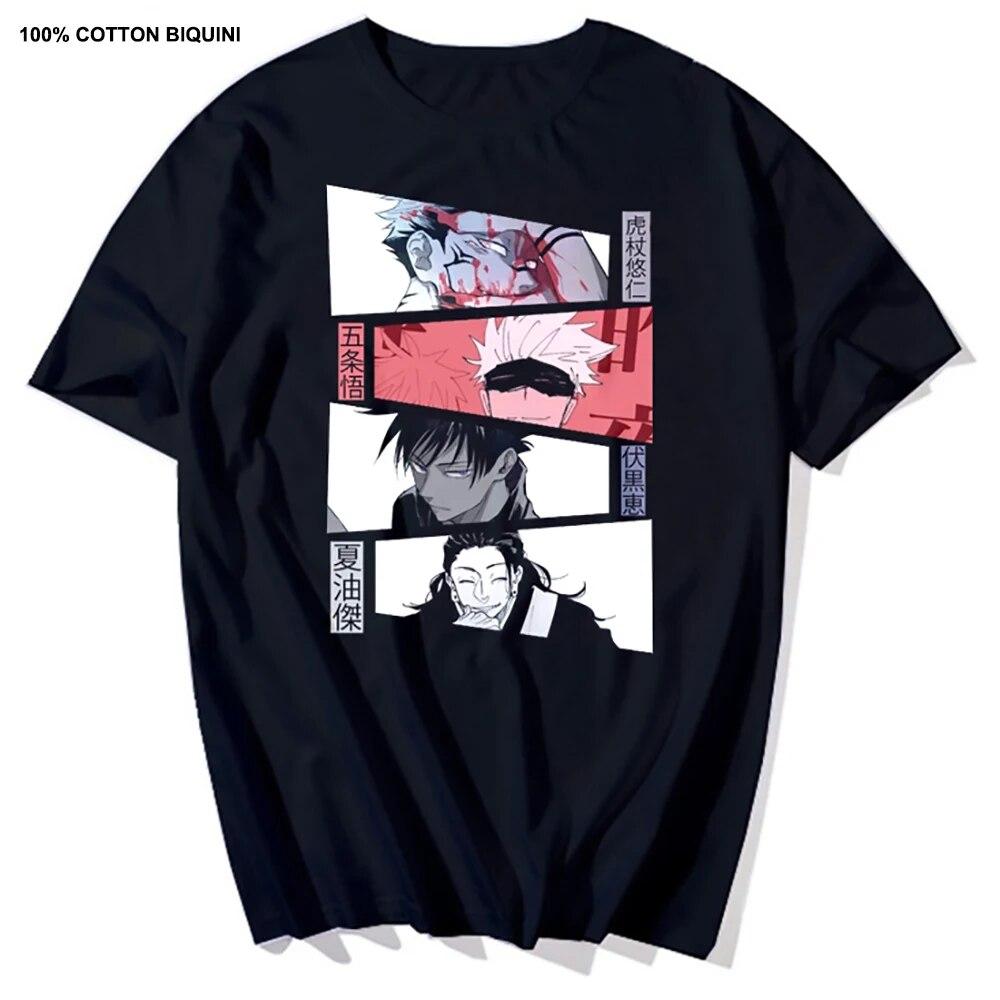 Harajuku Unisex's Tshirt Jujutsu Kaisen Printed Short Sleeve T Shirt Cool Cartoon Anime Casual T-shirt Kawaii Male Streetwear Tops