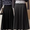 Gray Wool Blend High-Waisted Pleated Skirt for Petite Figures - Mid-Length A-Line Autumn Design