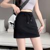 Women's Gray High-Waist Sporty Mini Skirt with Built-In Shorts - Spring/Summer A-Line Petite Skirt
