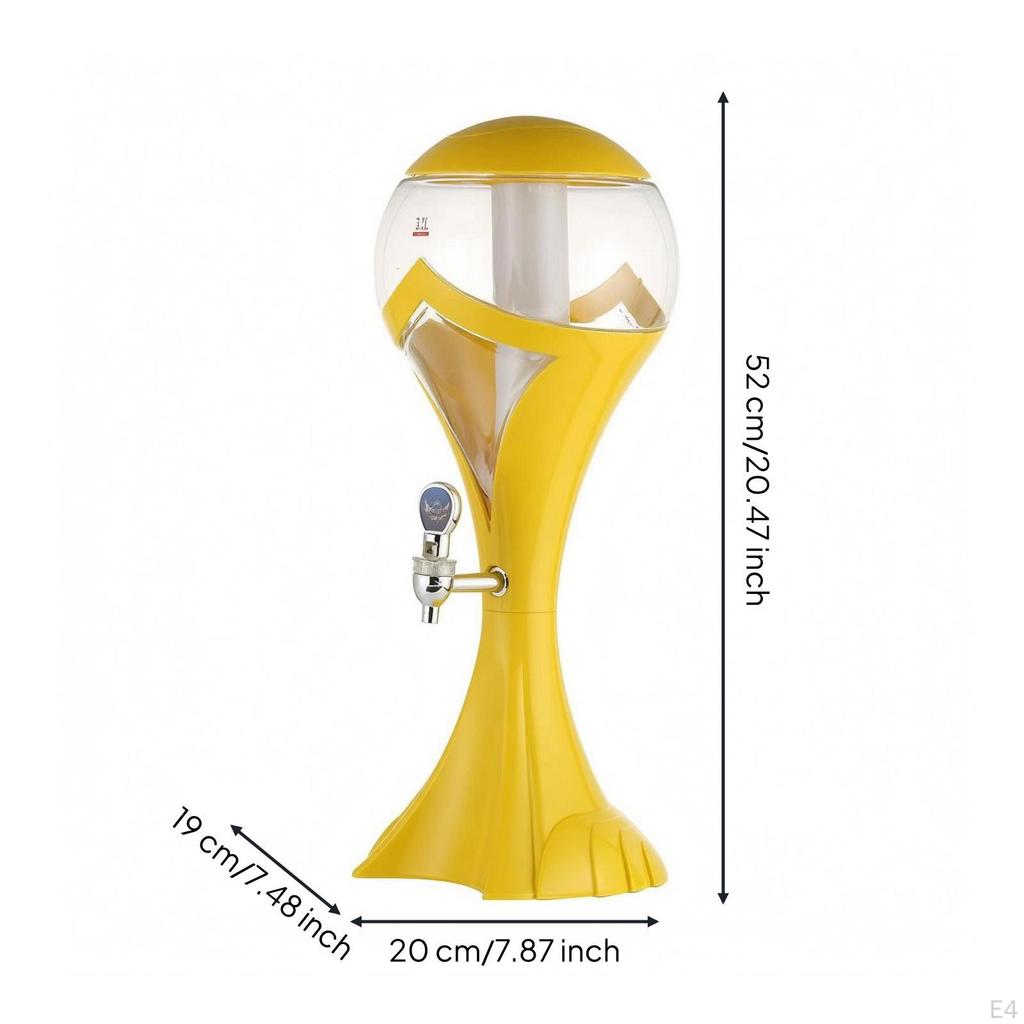 Beer Dispenser Pedestal Base Lighted Beverage Side Yellow 1.5L