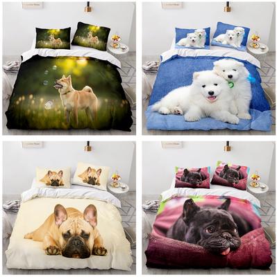 3D Pet Dog Home Bedding Set Pet Print Bedding Cover Pillow Case 2/3 Piece Home Bedding Decoration Gift