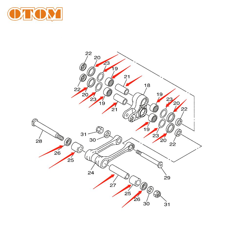 OTOM Motorcycle Thrust Needle Roller Bearings Bushing Oil Seal Motocross Triangle Lever Linkage ARM For Yamaha YZF WRF 250 450