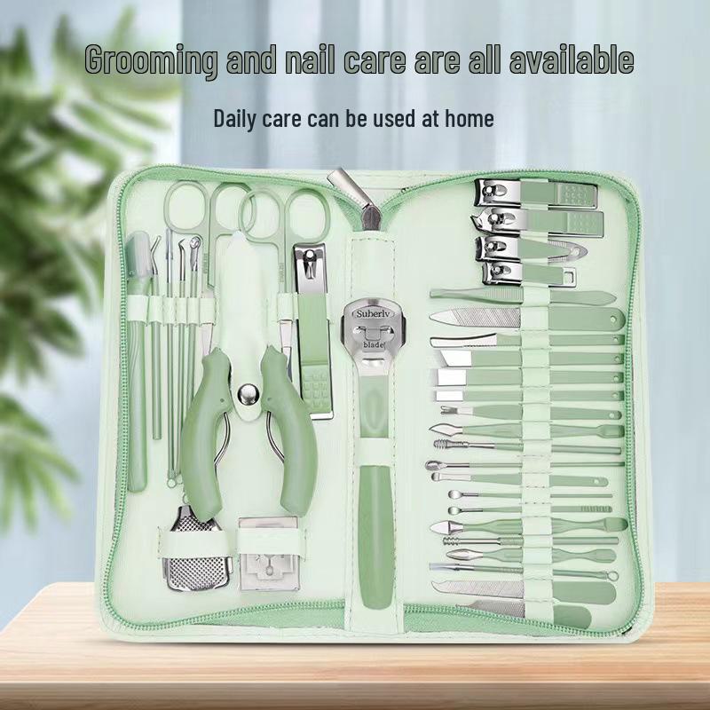 35-teiliges Maniküre-Set aus Edelstahl mit Falkenschnabel- und diagonalen Nagelknipsern