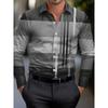 Men's Shirt Regular Lapel Shirt Men's 3d Printed Plaid Simple Striped Print Casual Street Long Sleeve Fashion Print Shirt