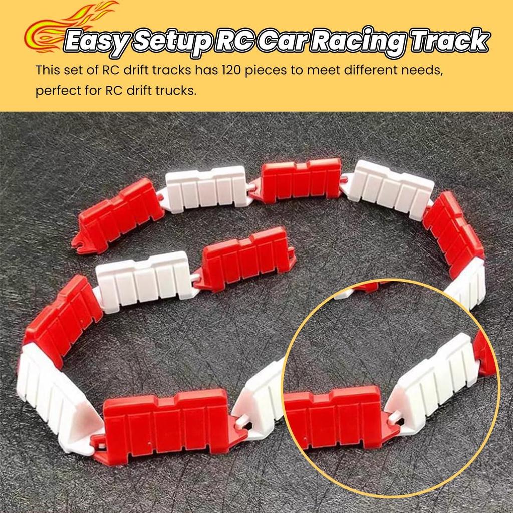 120Pcs RC Car Racing Track Drift Runway, Drift Cars RC Barrier, RC Drifting Race Track Barrier, Drift Field Fence for Remote Control Cars Drifting