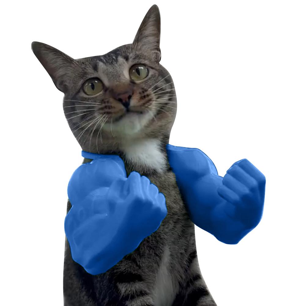 Cat Muscle Arm 3D Printed Cat Neck Hanging Decorative Toy with Muscles Cosplay for Kitten Party Halloween Costume Accessories