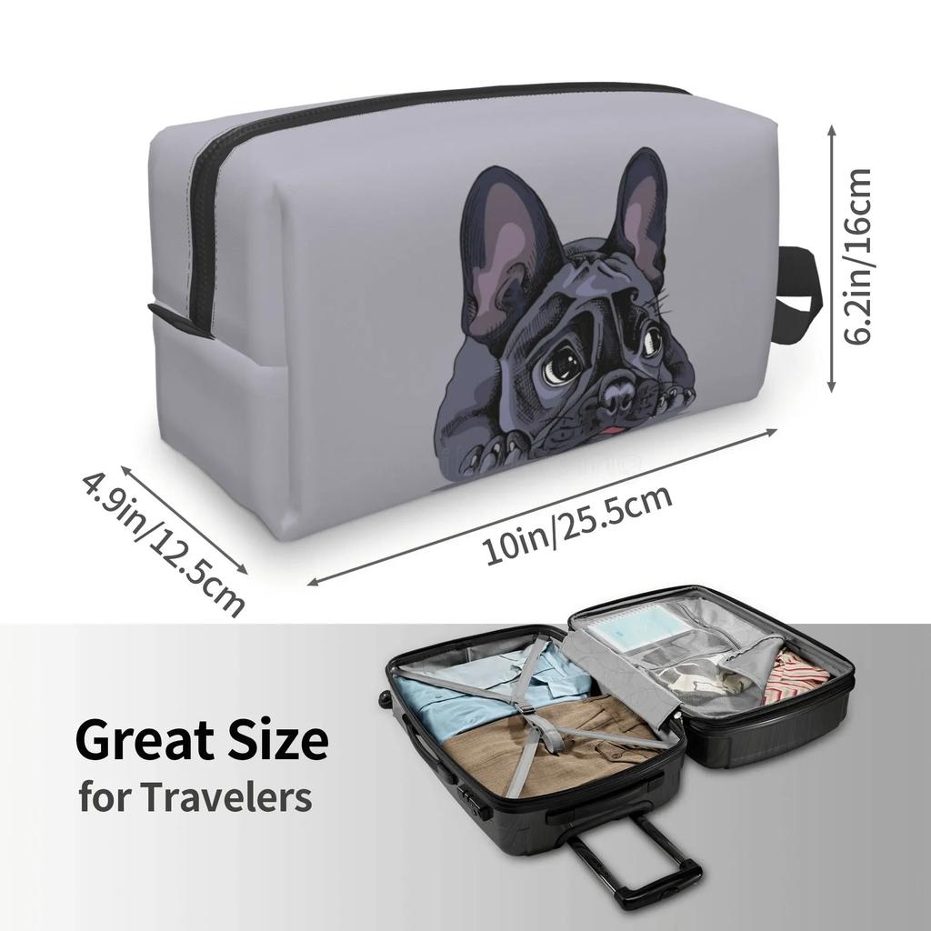 Cute French Bulldog Art Travel Storage Bags Portable Large Capacity Cosmetic Bag for Men Women Multifunctional Makeup Bag