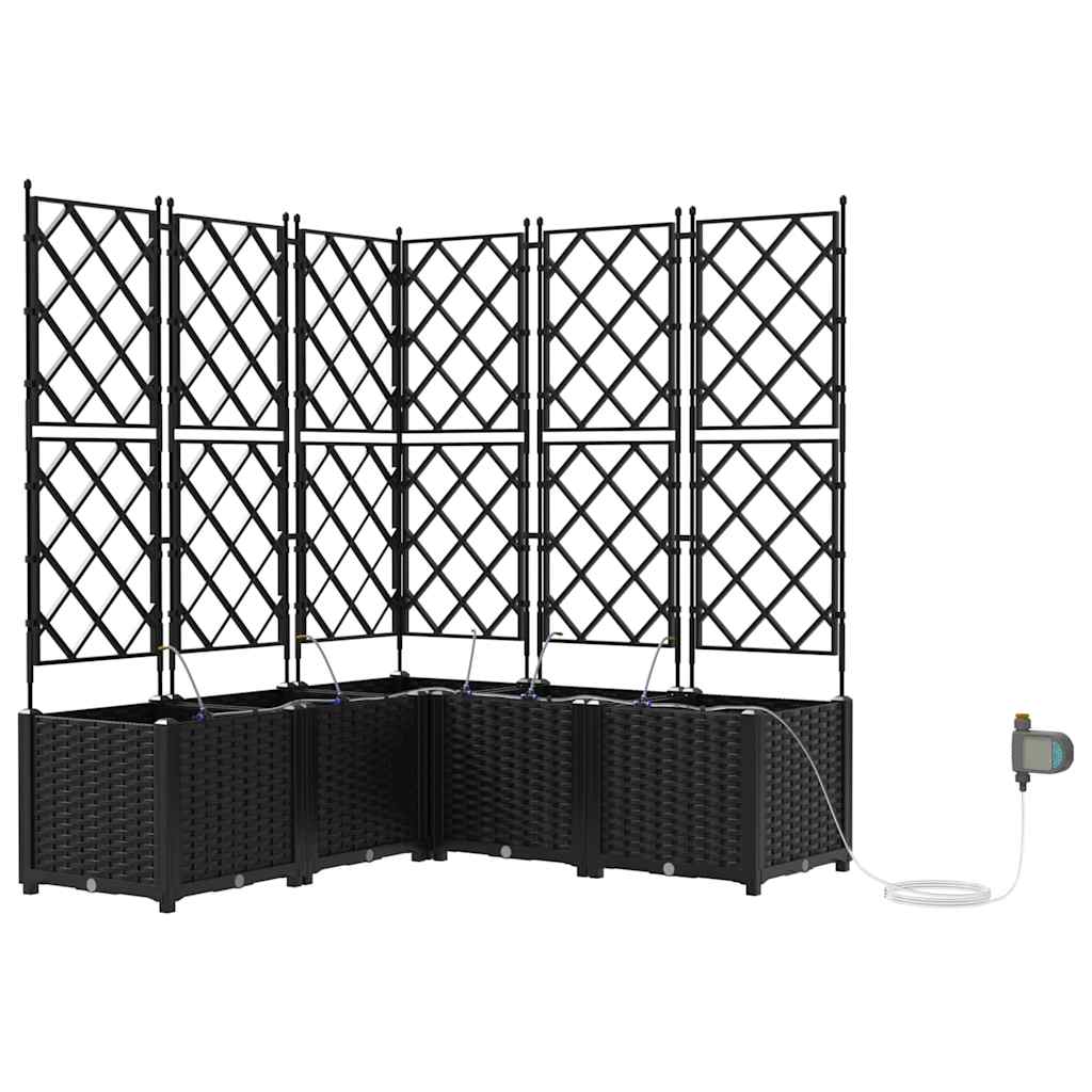 Garden Planter Set 5 Pcs Black 120 X 120 X 142 Cm Plastic