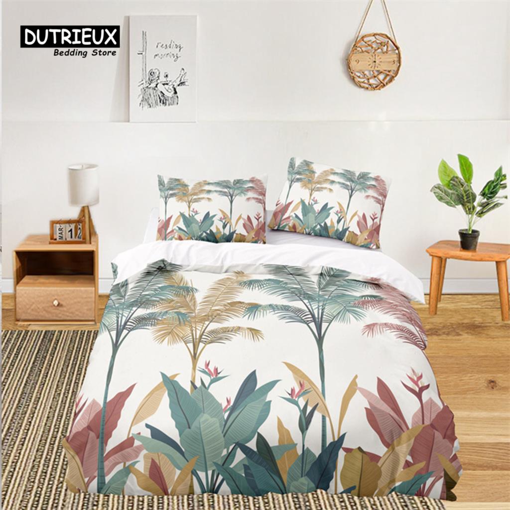 Soft Floral Bedding Set For Kids Girls Adults Leaves Flowers Branch Print Duvet Cover Set Quilt Cover Pillowcases Bedroom Decor