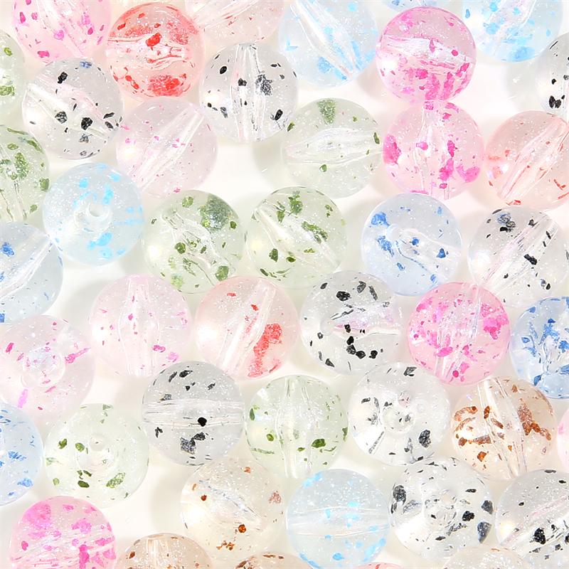 10 stk. akryl gjennomsiktige tørkede kirsebærblomsttilbehør runde perler til DIY halskjede armbånd øredobber smykker laging