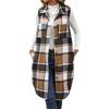 2025 Autumn Vintage British Style Lapel Long Plaid Coat Vest for Office Casual Commute - Women's Fashion Outerwear