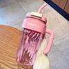 Capacity Plastic Simple Handy Large Cup Girl Office Mug Handle Straw Water Cup Couple Drinking Cup