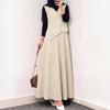 ZANZEA Women Splice Long Sleeve Blouse and Long Skirts Stripe Prin Two Piece Sets