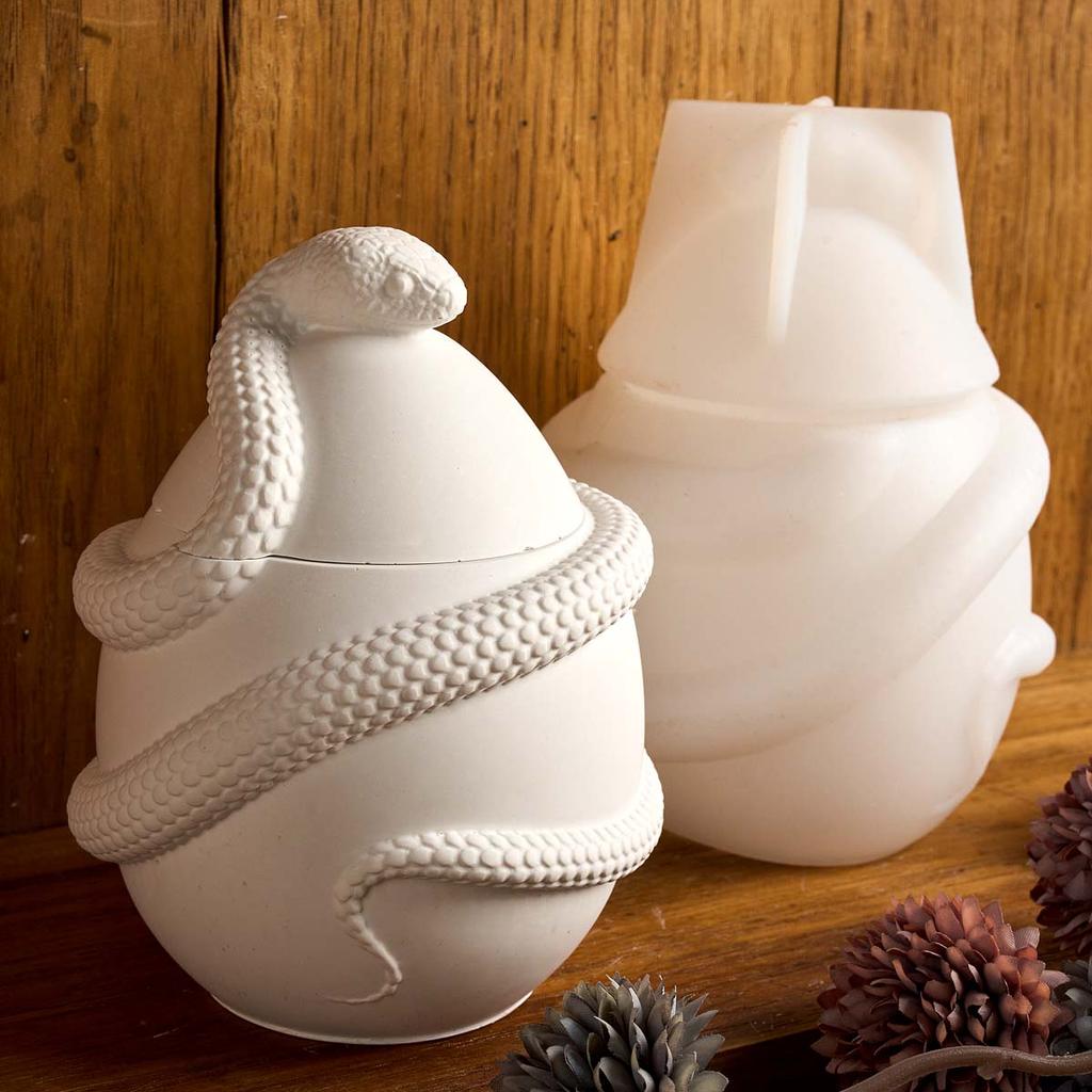 Schlangenei mit Deckel Kerzenglas Silikonform DIY Blumentopf Gussformen Beton Gips Harz Aufbewahrungsbox Bastelbedarf